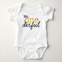 Mr Onederful Black and Imitats Gold Baby Shirt
