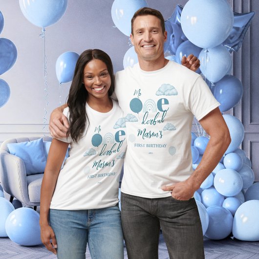 Mr Onederful Blue Cloud Family Matching Birthday T-Shirt
