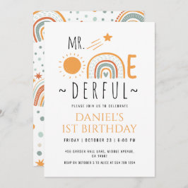 Mr Onederful Boho Rainbow First Birthday Boy Einladung