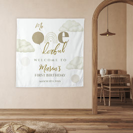 Mr Onederful Cloud Dream Boho Neutral 1st Birthday Wandteppich