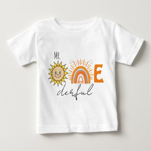 Mr.Onederful Rainbow and Sun Party Baby 1st Birthd Baby T-shirt (Vorderseite)
