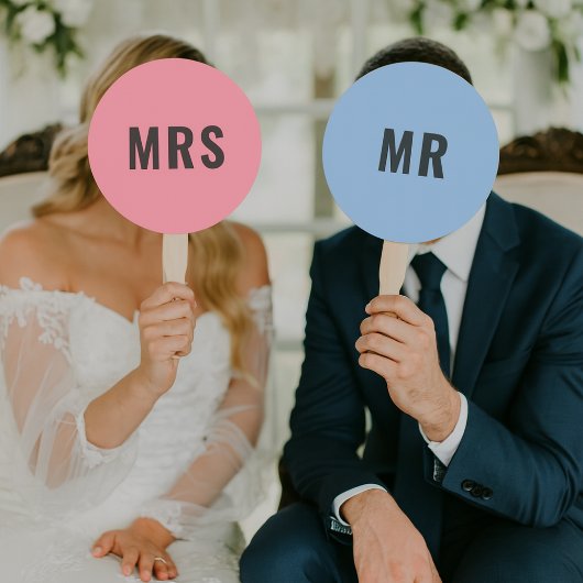 Mr. or Mrs.? | Bride Groom Pink Blue Wedding Game Fächer