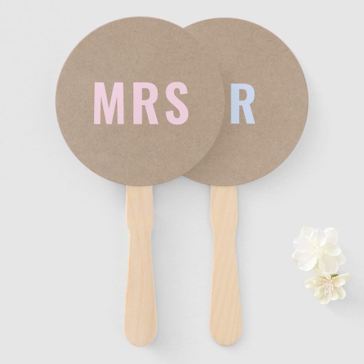 Mr. or Mrs.? | Rustic Kraft Bride Groom Wedgame Fächer (Vorne und Hinten)