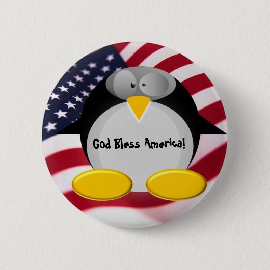 Mr.Penguin - Gott segnen Amerika Button (Vorderseite)