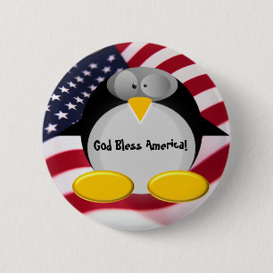 Mr.Penguin - Gott segnen Amerika Button