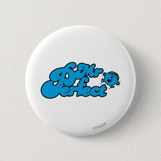Mr. Perfect | Blaue Großbuchstaben Button (Vorderseite)