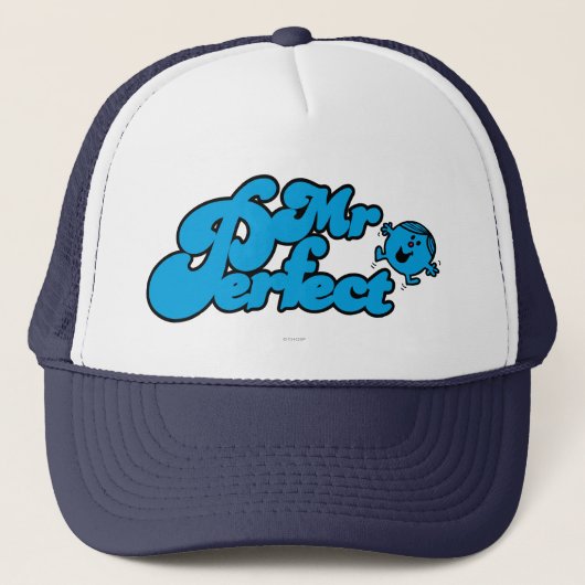 Mr. Perfect | Blaue Großbuchstaben Truckerkappe (Vorderseite)