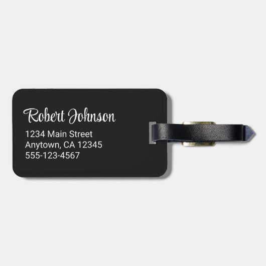 Mr Personalized Elegant Script Groom Name Black Gepäckanhänger (Rückseite horizontal)