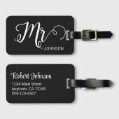 Mr Personalized Elegant Script Groom Name Black Gepäckanhänger