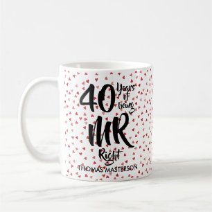 Mr Right 40. Hochzeitstag Ruby Hearts Konfetti Kaffeetasse
