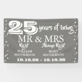 Mr. Right Fun 25-jähriges Bestehen Silver Hearts Banner (Horizontal)