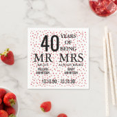 Mr Right Fun 40 Jahre Ruby Hearts Serviette (Beispiel)