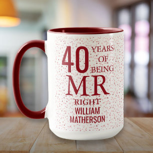 Mr Right Fun 40th Anniversary Ruby Hearts Tasse