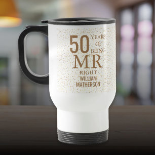 Mr Right Fun 50 Jahre Goldene Herzen Reisebecher