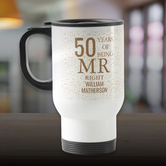 Mr Right Fun 50 Jahre Goldene Herzen Reisebecher