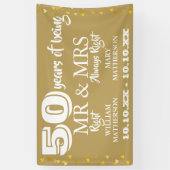Mr. Right Fun 50 Jahre Jubiläum Gold Hearts Banner (Vertikal)