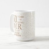 Mr Right Fun 50 th Wedding Anniversary Gold Hearts Kaffeetasse (Vorderseite Links)
