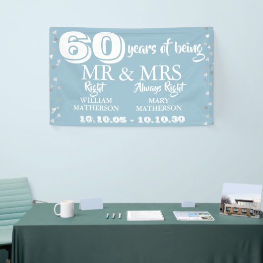 Mr. Right Fun 60 th Wedding Anniversary Hearts Banner (Messeveranstaltung)