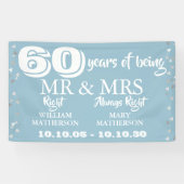 Mr. Right Fun 60 th Wedding Anniversary Hearts Banner (Horizontal)