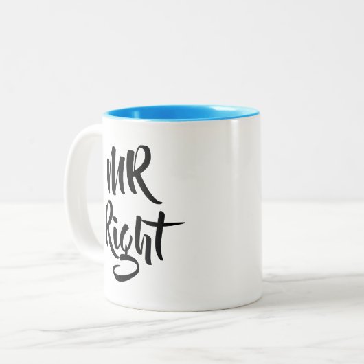 Mr Right Fun Zweifarbige Tasse (Vorderseite Links)