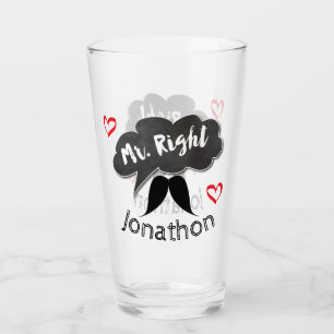 Mr Right Groom Wedding Funny Glas