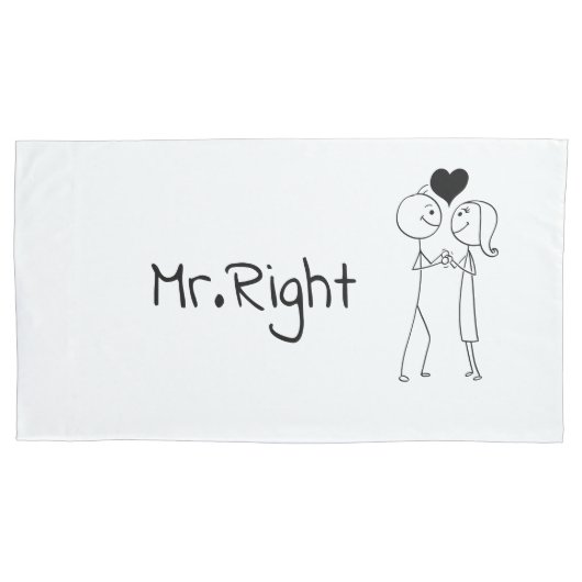 Mr.Right Mrs..Always right Minimal Line Art Couple Kissenbezug (Vorderseite-Links)