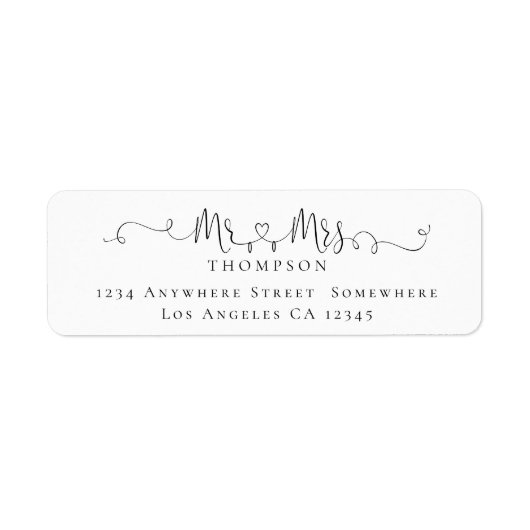 Mr. Ring Heart Script Rücksendeadresse Etikett (Vorne)