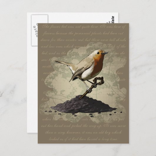 Mr. Robin Finds the Key, postcard Postkarte (Vorne/Hinten)
