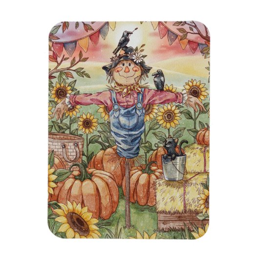 "Mr. Scarecrow" - Niedliche Halloween-Illustration Magnet (Vertikal)