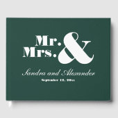 Mr. Script Chic Soft Emerald Green Wedding Gästebuch (Vorderseite)