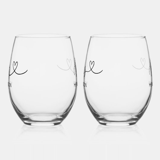 Mr. Script Heart Wedding Weinglas Ohne Stiel (Links)