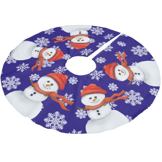 Mr. Snowman Polyester Weihnachtsbaumdecke (Schrägansicht)