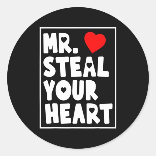 Mr Steal Your Heart For Boys Toddlers Valentines _ Runder Aufkleber (Vorderseite)
