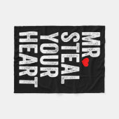 Mr. Steal Your Heart Funny Valentines Day Men’s  Fleecedecke (Vorderseite (Horizontal))