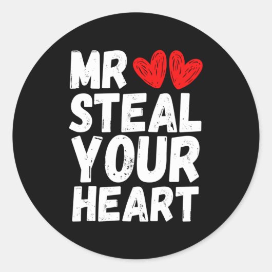 Mr Steal Your Heart Valentines Day Boys Kids Runder Aufkleber (Vorderseite)