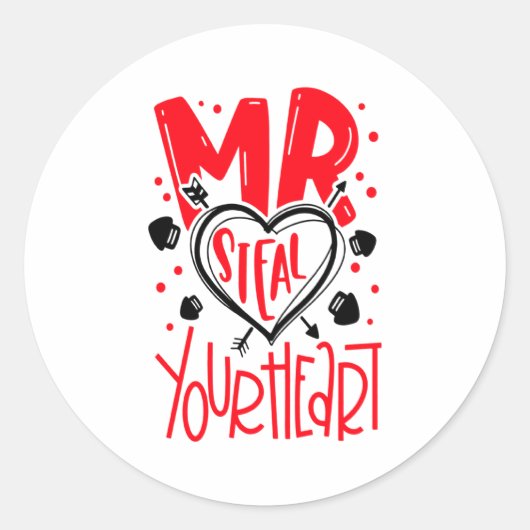 Mr Steal Your Heart Valentines Day Matching Coupl  Runder Aufkleber (Vorderseite)