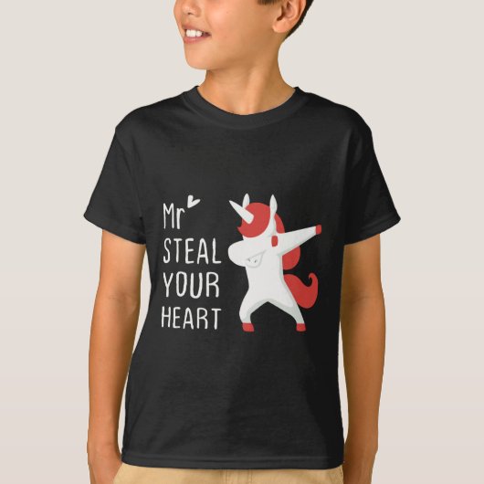 Mr Steal Your Heart Valentines Day V Day Boys Unic T-Shirt (Vorderseite)