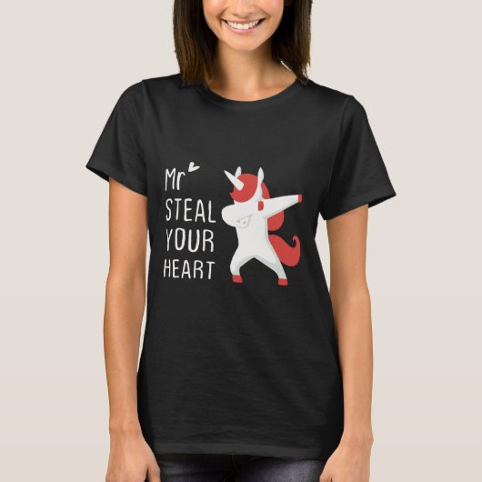 Mr Steal Your Heart Valentines Day V Day Boys Unic T-Shirt (Vorderseite)