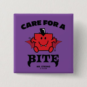 Mr. Strong care for a Bite Halloween Button