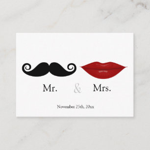 Mr & the Mrs (Lips and the Stache) Wedding RSVP Begleitkarte