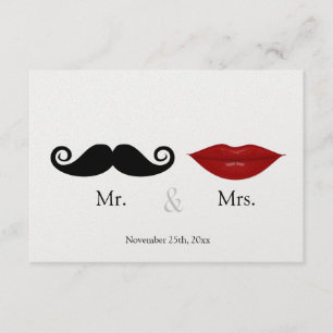 Mr & the Mrs (Lips and the Stache) Wedding RSVP Karte