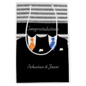Mr. und Mr. Anzugs Wedding Personalisiert Blue Ora Mittlere Geschenktüte (Vorderseite)