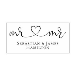 Mr. und Mr. Elegant Scroll Herztext Gay Wedding Gummistempel