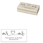 Mr. und Mr. Elegant Scroll Herztext Gay Wedding Gummistempel (Stempel)