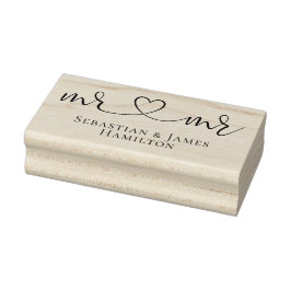 Mr. und Mr. Elegant Scroll Herztext Gay Wedding Gummistempel