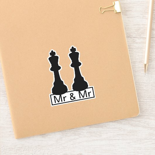 Mr. und Mr. King Schach Pieces Gay Wedding Aufkleber (Notizbuch)