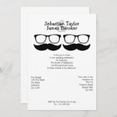 Mr. und Mr. Mustache and Glasses Wedding Einladung (Vorne/Hinten)