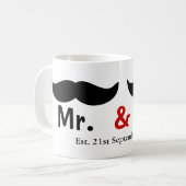 Mr. und Mr. Mustache Gay Wedding anpassbar Kaffeetasse (Vorderseite Links)