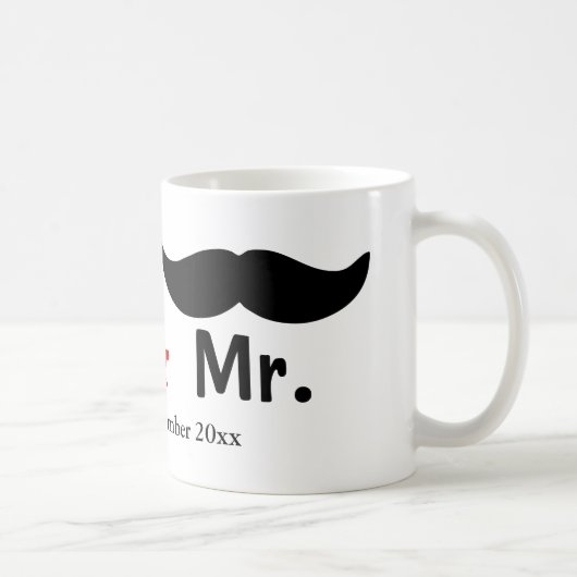 Mr. und Mr. Mustache Gay Wedding anpassbar Kaffeetasse (Rechts)