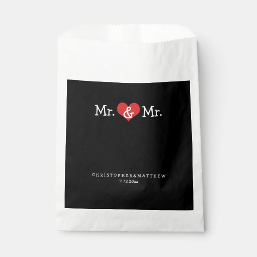 Mr. und Mr. Red Heart Wedding Personalisiert Geschenktütchen (Vorderseite)